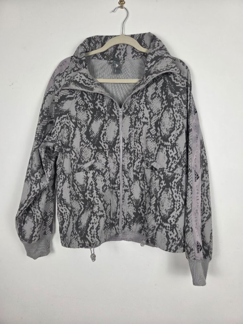 Adidas by Stella McCartney Snakeskin Windbreaker Jacket Grey Python Print XS